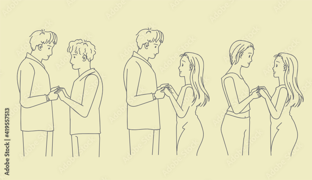 Couple holding hands set. Sweet couple in love. Hand drawn style vector. Couple holding hands set. Sweet couple in love. Hand drawn style vector.