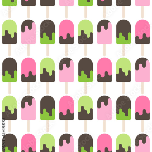 ice cream lolly seamless pattern on white background. Popsicle