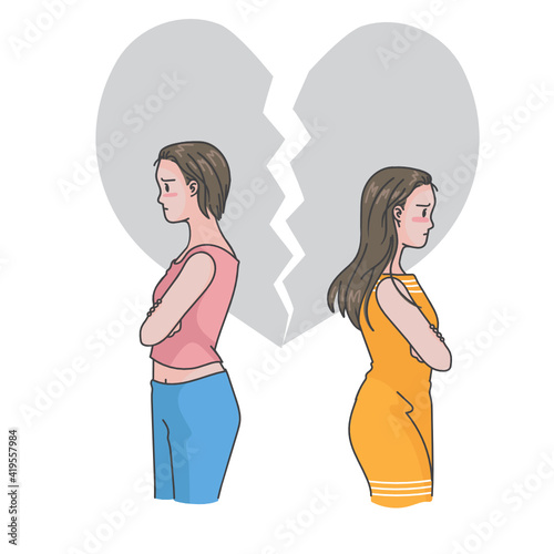 Relationship problems of the Lesbian couple. Anger or a breakup.