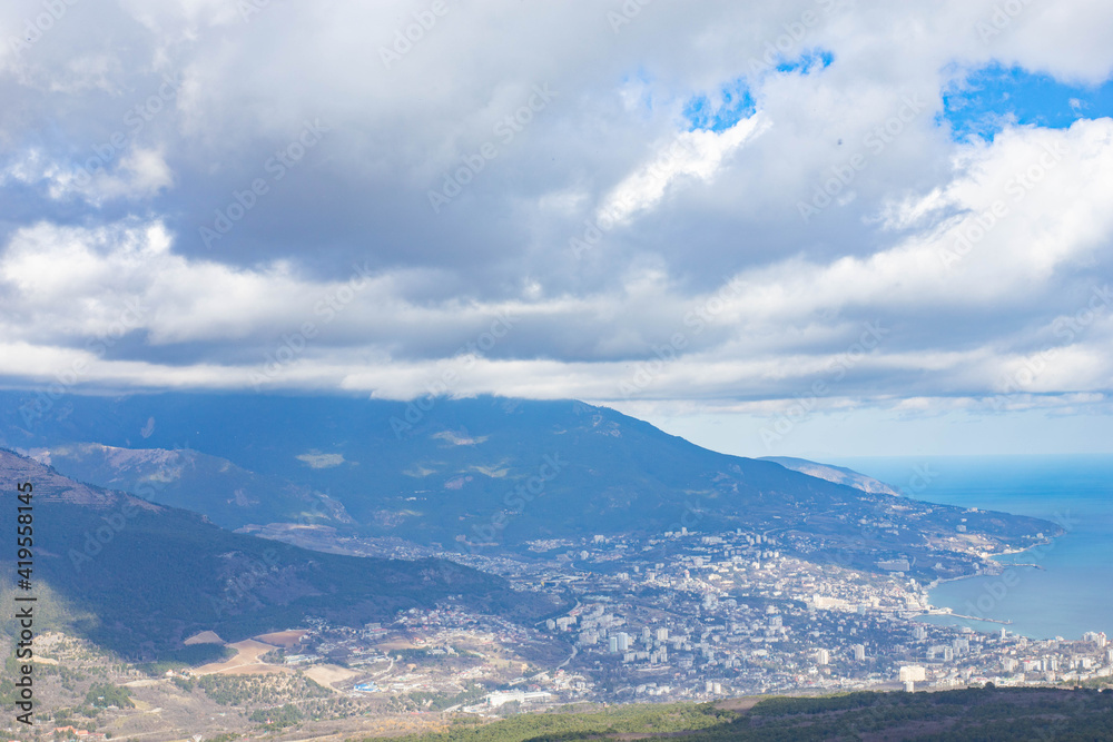 view from the mountain to the sea bay