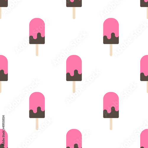 pink ice cream lolly seamless pattern on white background.