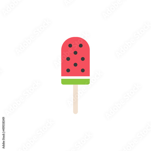 ice cream lolly on white background. Popsicle watermelon ice-cream on a stick.