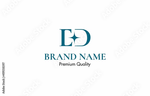 Clean Letter E D Logo with Sparkle Design Vector Template