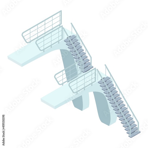 Indoor platform diving board icon. Isometric of indoor platform diving board vector icon for web design isolated on white background