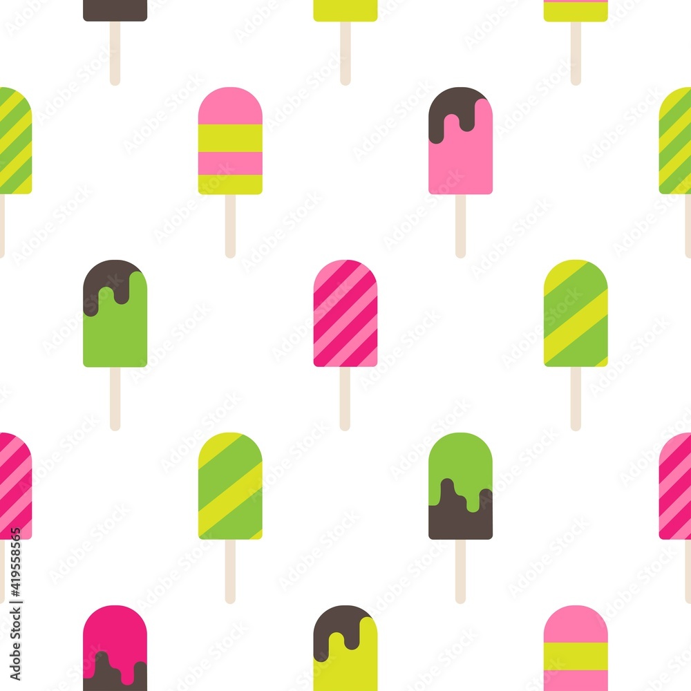 ice cream lolly seamless pattern on white background. Popsicle ice cream lolly seamless pattern on white background. Popsicle