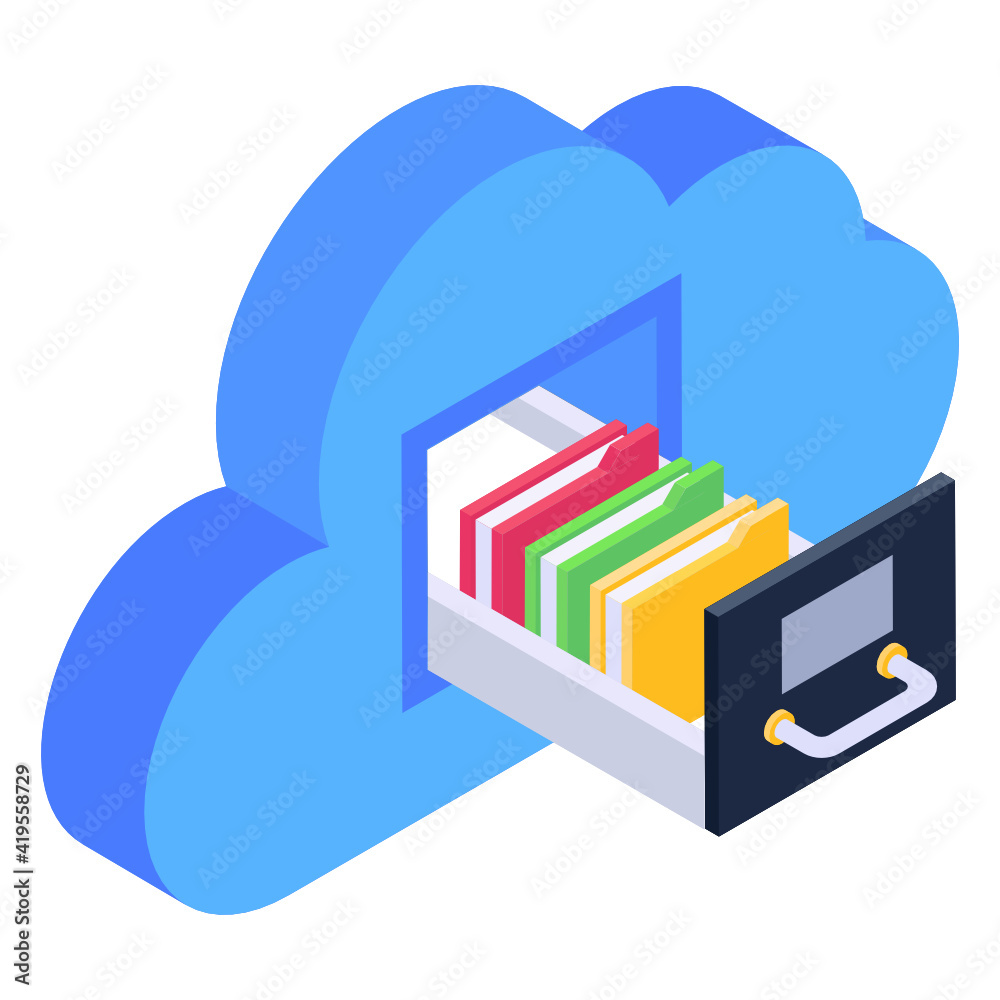 A cloud drawer isometric icon
A cloud drawer isometric icon
