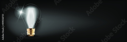Light bulb on a black background. Creative idea concept. 3d vector illustration