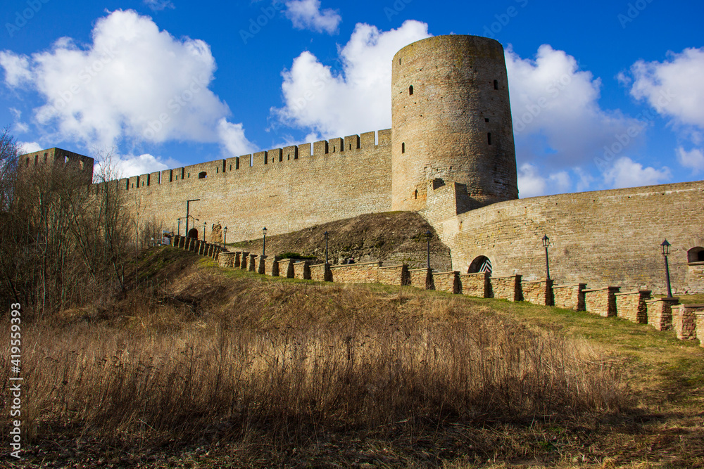 Ivangorod Fortress (Ivangorod, Leningrad Region, Russia) on the right bank of the Narva.