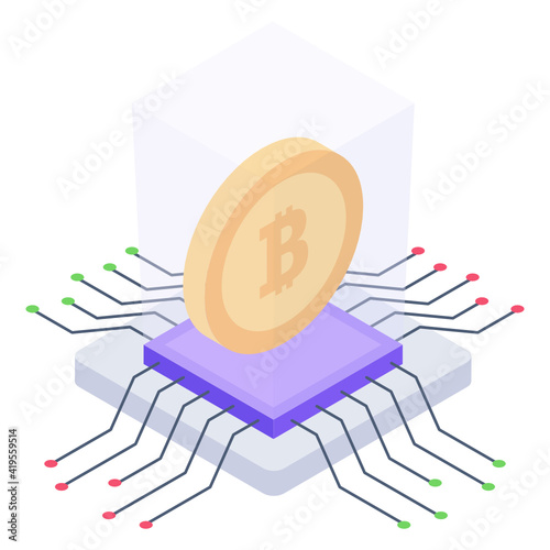 
A bitcoin business isometric icon, editable design

