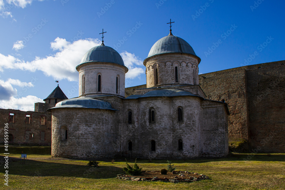 Church of the Assumption of the Blessed Virgin Mary in Ivangorod. Ivangorod Fortress Museum - the first Russian fortress in Russia.