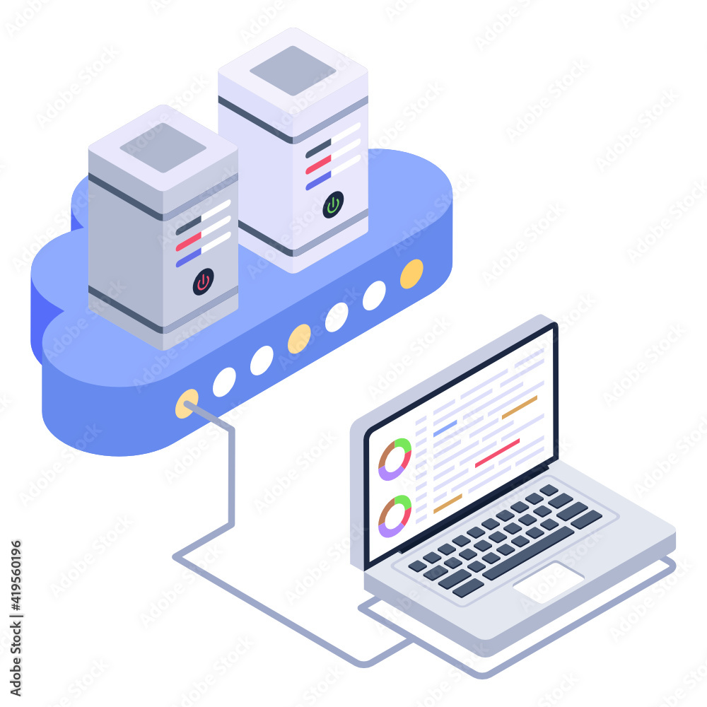
A online business analytics in isometric icon 

