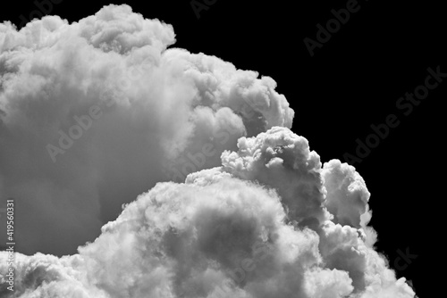 White clouds isolated on black background.