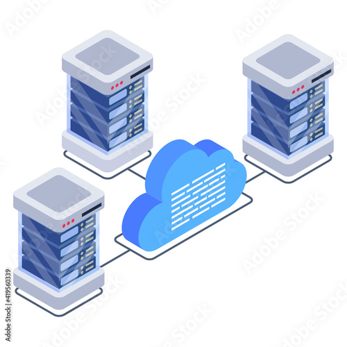 
Icon of cloud network server in isometric design

