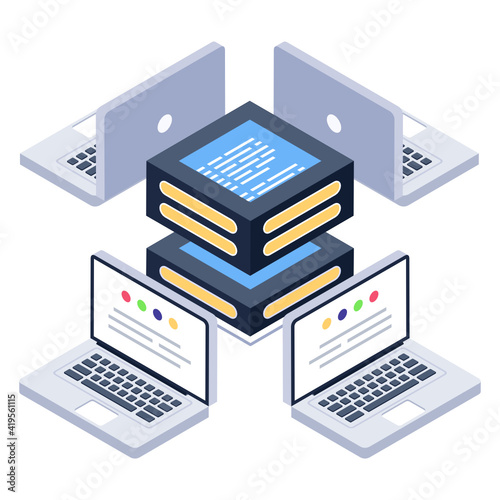 
Icon of cloud backup in modern isometric design

