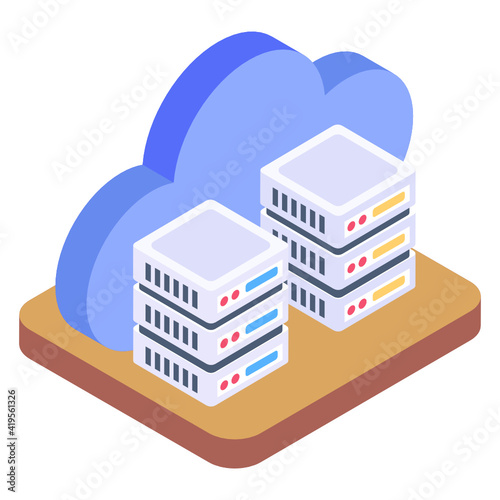 
Client server in isometric style icon, blockchain technology 


