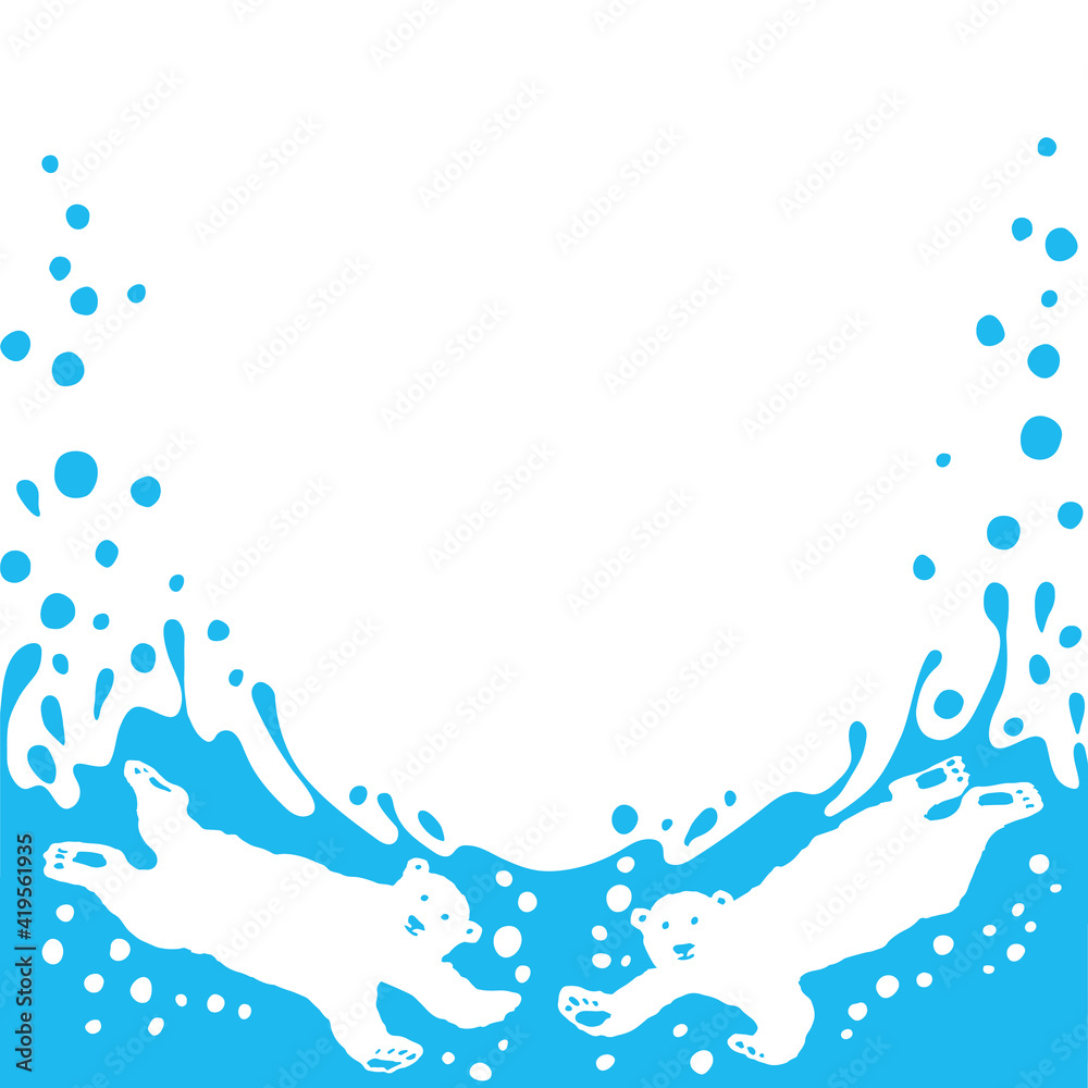海に飛び込む２頭のシロクマのイラスト Stock Vector Adobe Stock