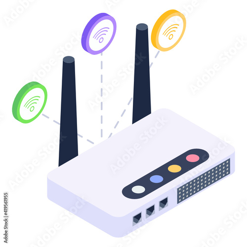 
Broadband modem isometric style icon, editable vector 

