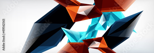 Vector 3d triangles and pyramids abstract background for business or technology presentations, internet posters or web brochure covers
