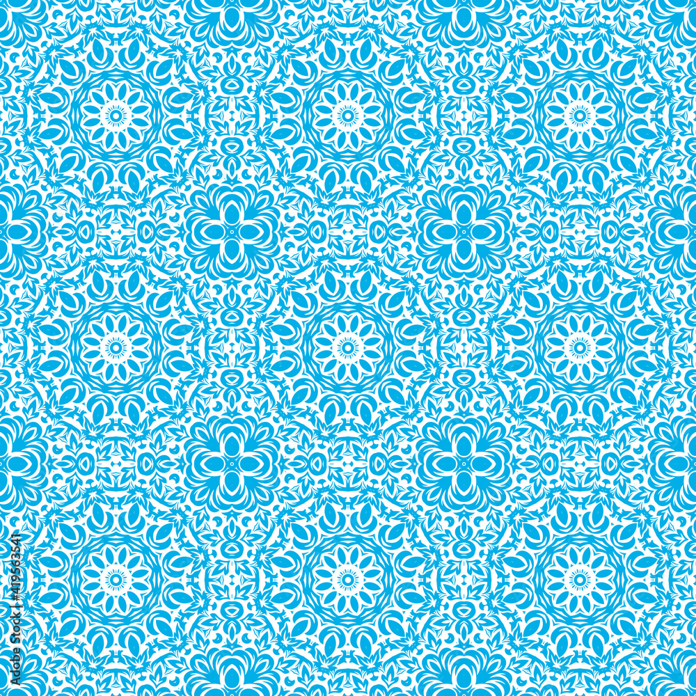 light blue colorful seamless pattern with mandala.Mandala Background.