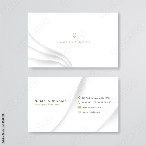 white curve layer business card template vector