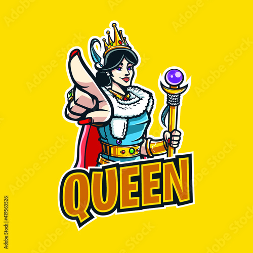 Queen cartoon mascot logo for eSport and sport
