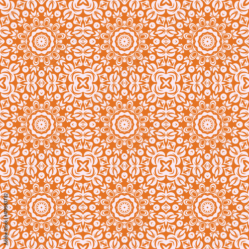 Orange colorful seamless pattern with mandala.Mandala Background.