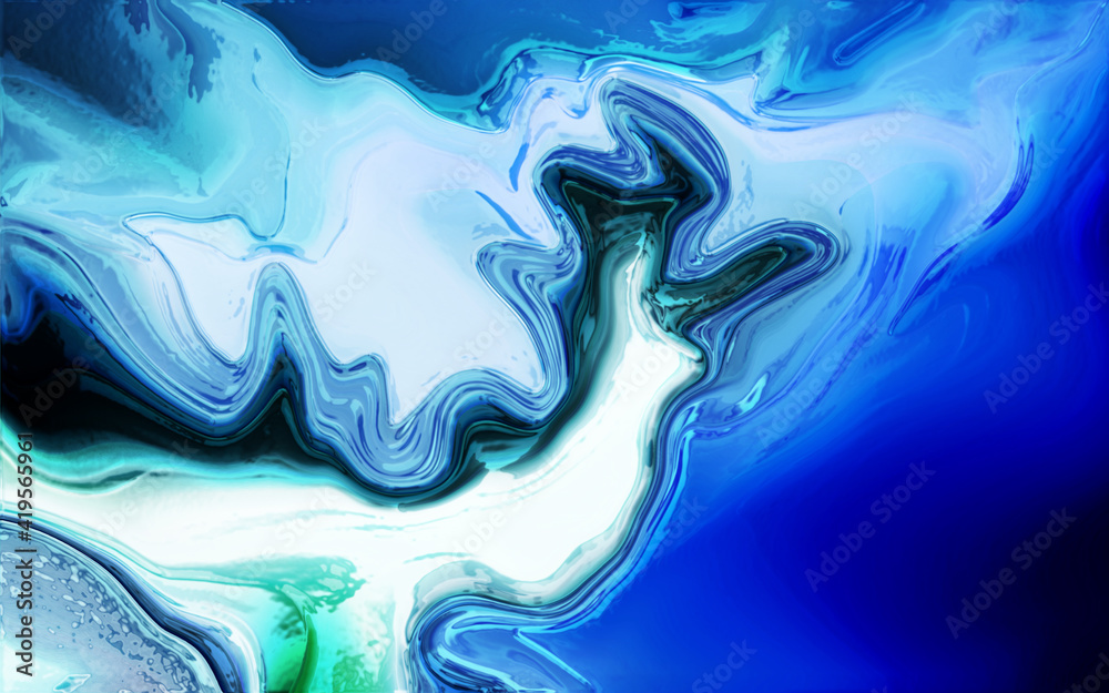 Blue ocean water marble background. Splash liquid natural landscape design.