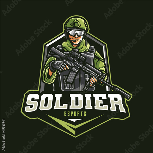 Soldier Mascot logo for esport and sport