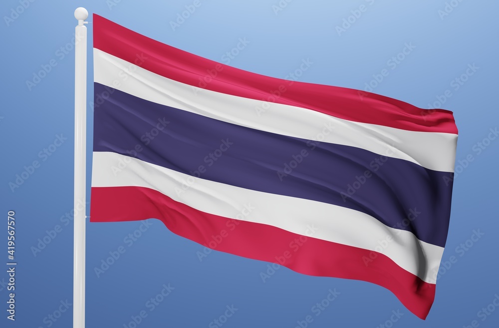 Naklejka premium thailand national flag fluttering in the wind 3d realistic render 