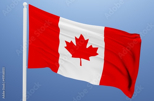 Canada national flag fluttering in the wind 3d realistic render 