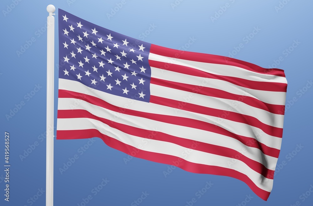 Obraz premium United states national flag fluttering in the wind 3d realistic render 