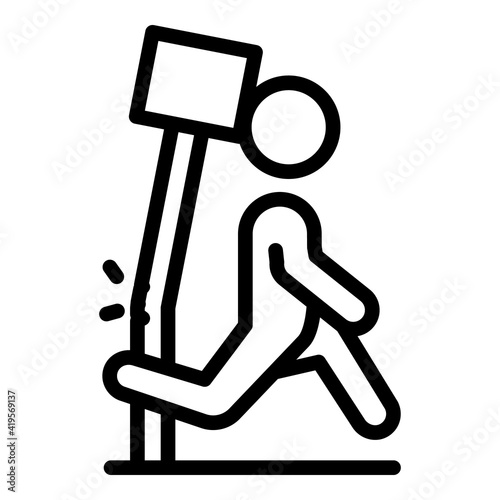 Careless person road sign icon. Outline careless person road sign vector icon for web design isolated on white background