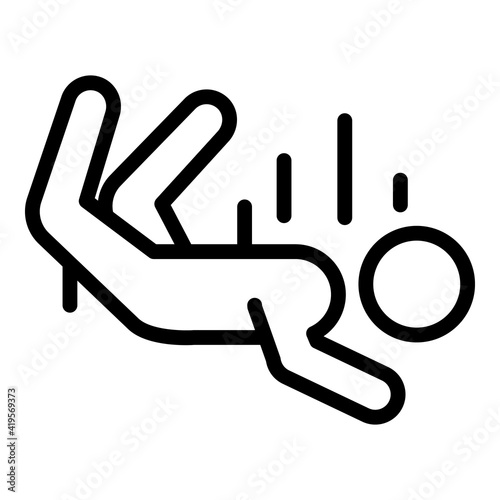 Falling person icon. Outline falling person vector icon for web design isolated on white background