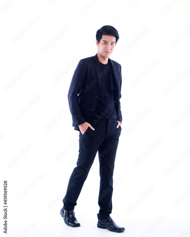 Naklejka premium Young businessman on white background