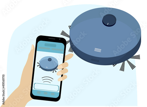 Robot vacuum cleaner control from a mobile phone