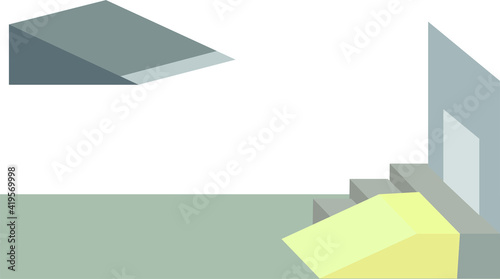 Vector Illustration of a Ramp for the Disabled, Sidewalk With Stairs and Ramp. Device for Physically Disabled people.