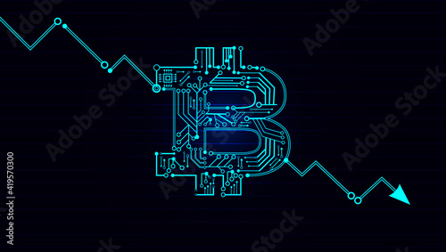 Bitcoin crash chart sign symbol