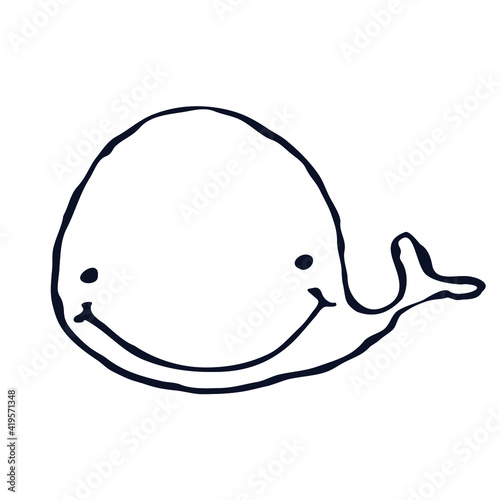 Sperm whale doodle logo icon sign Hand drawn