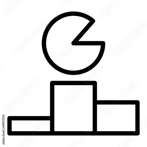First place podium target icon. Outline first place podium target vector icon for web design isolated on white background