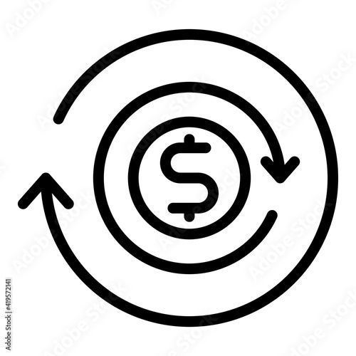 Money online conversion icon. Outline money online conversion vector icon for web design isolated on white background