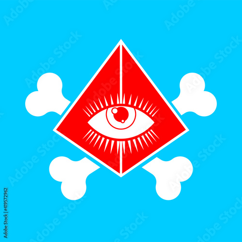 All-seeing eye and bones. secret sign of arcane society