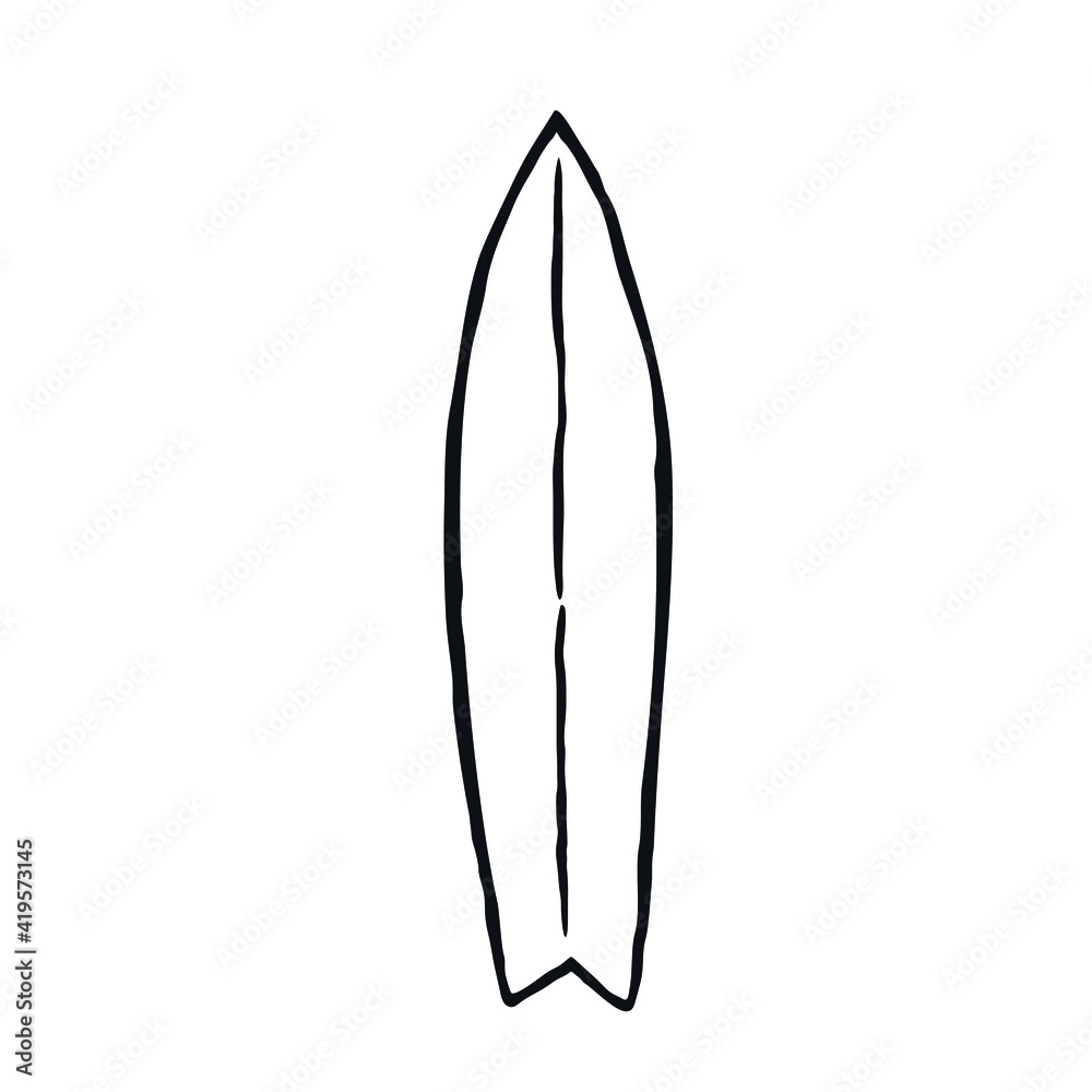 Surf board doodle logo icon sign Surf board doodle logo icon sign