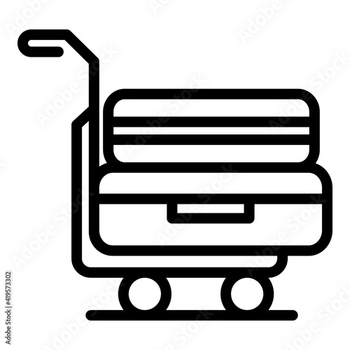 Baggage trolley icon. Outline baggage trolley vector icon for web design isolated on white background