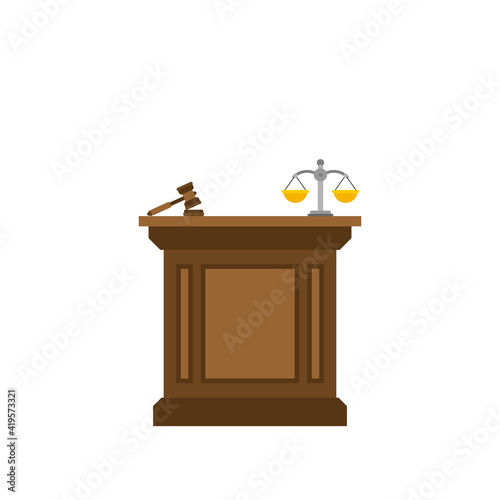 Tribune of judge isolated. rostrum judicature. vector illustration