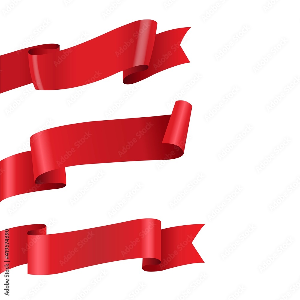 Red Ribbon Big Set Isolated With Gradient Mesh, Vector Illustration Red Ribbon Big Set Isolated With Gradient Mesh, Vector Illustration