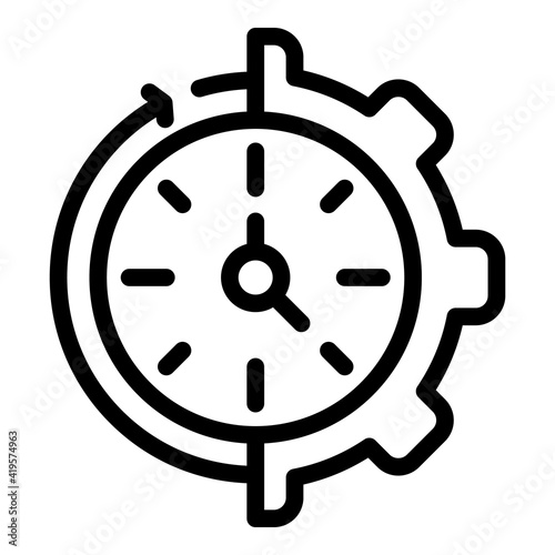 Gear wheel time management icon. Outline Gear wheel time management vector icon for web design isolated on white background