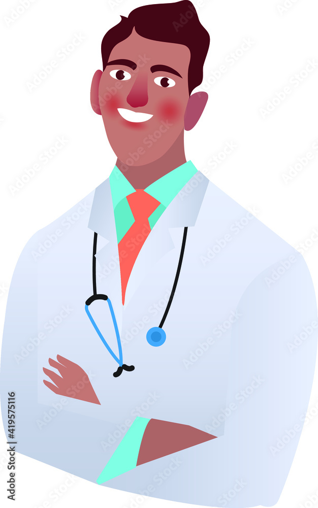 Illustration of an isolated Indian, a Pakistani, Asian doctor portrait Illustration of an isolated Indian, a Pakistani, Asian doctor portrait