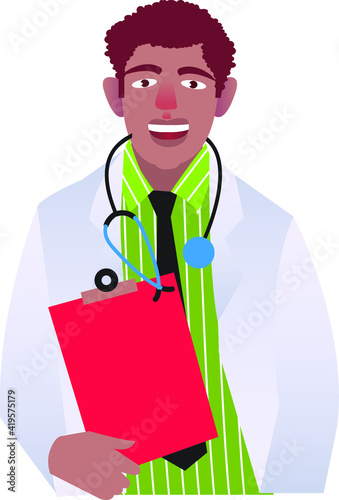 Illustration of an isolated Indian, a Pakistani, Asian doctor portrait