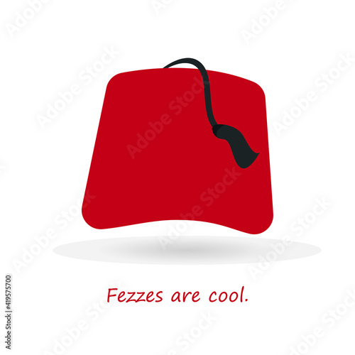 red fez with black ribbon