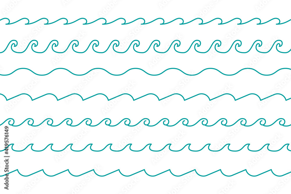sea waves patterns set in line style sea waves patterns set in line style